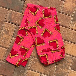 TC Valentine Hearts Pink Orange Leggings Soft & Cozy EUC